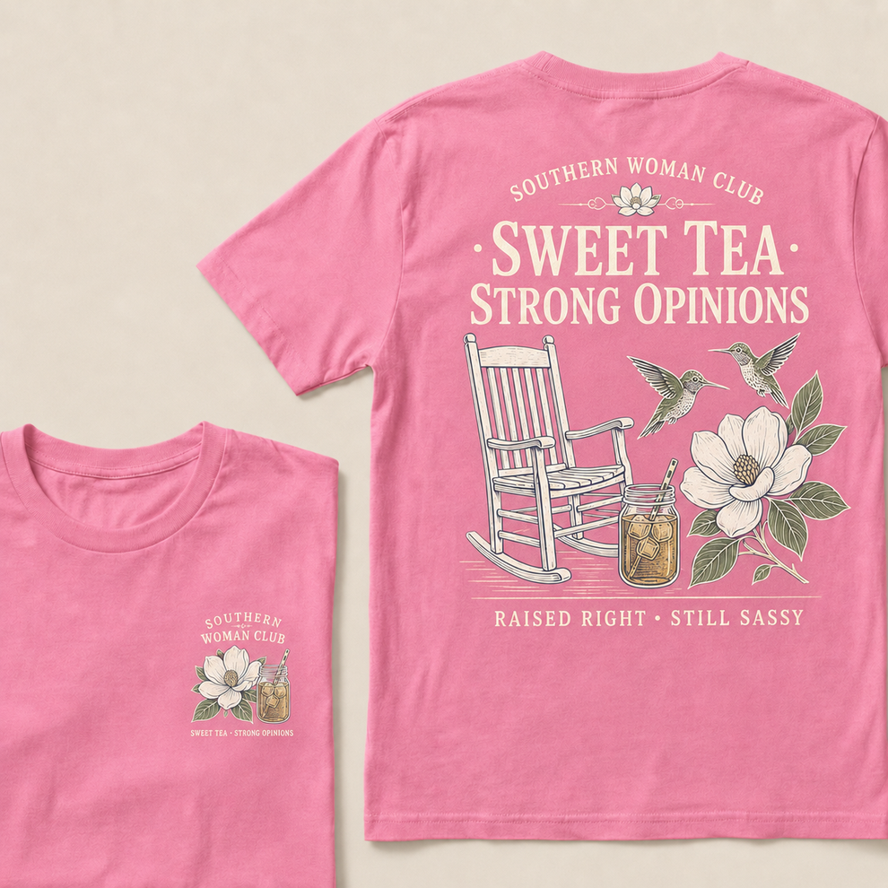 Southern Woman Club Sweet Tea Strong Opinions T-Shirt